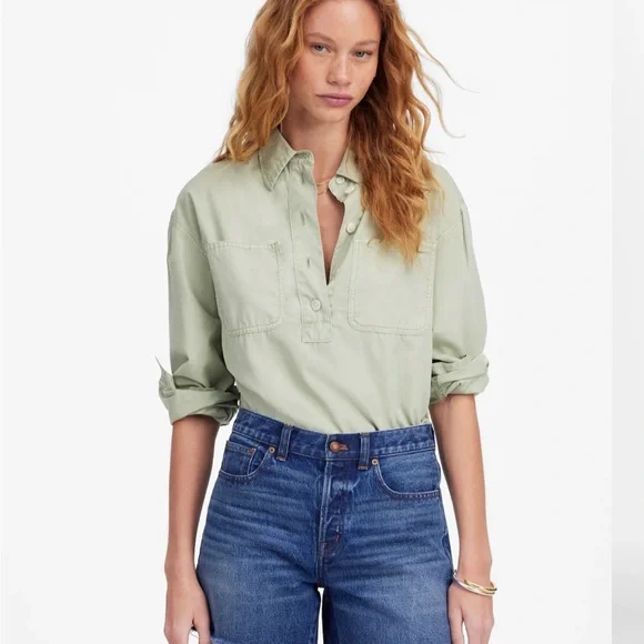 Madewell Brynn Long Cut off Denim Short - Picture 1 of 5